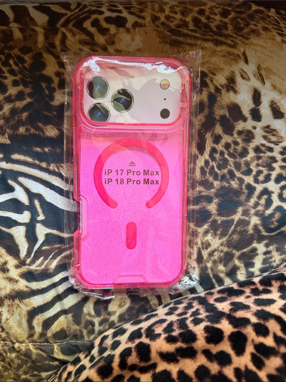 Pink iPhone 17/18 Pro Max Glitter Protective Case with MagSafe Ring
